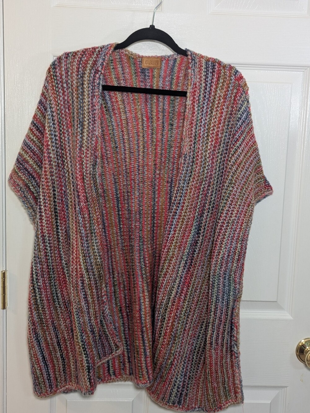 POL Women’s S Multicolor Marled Knit Open Front Cardigan Vest Boho Oversized